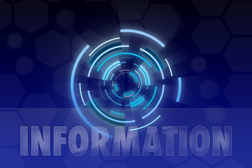 INFORMATION word on blue geometric background