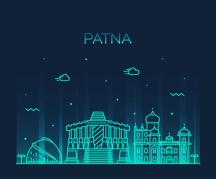 Patna skyline silhouette vector linear style