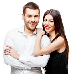 Portrait of a beautiful young happy smiling couple