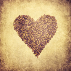 Coffee heart on retro background