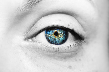 Naklejka premium A beautiful insightful look eye. Close up shot 