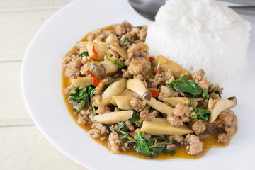 basil pork with rice