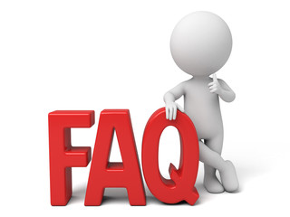 3d people with the word of FAQ. 3d image. Isolated white background.