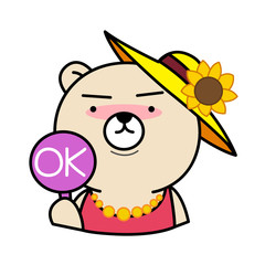 Cartoon bear with ok sign illustration