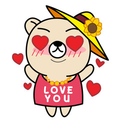 Cartoon Cute Bear  in love illustration