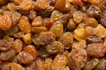 This is a closeup photograph of sultanas raisins