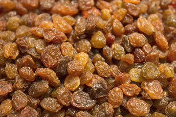 This is a closeup photograph of sultanas raisins