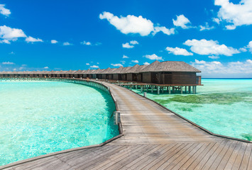 Fototapeta na wymiar beach with water bungalows Maldives