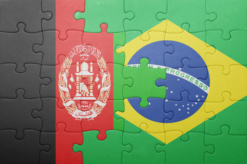 puzzle with the national flag of afghanistan and brazil