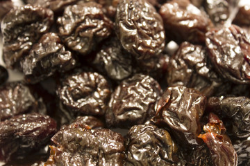 This is a closeup photograph of dried prunes