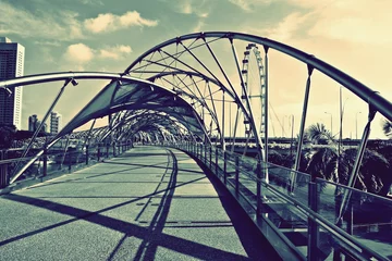Fototapete Helix-Brücke Schneckenbrücke Singapur, Architekturstadt Asien, Spirale