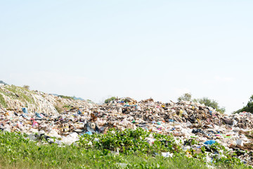 Fototapeta na wymiar Pile of domestic garbage in landfill