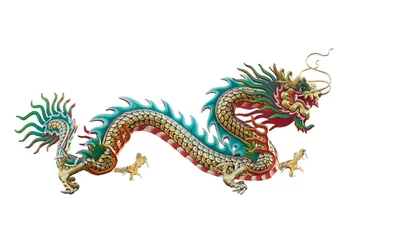 Wall murals Historic building  Chinese dragon isolated on white