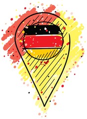 Point representing Germany in the middle of colors