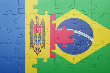 puzzle with the national flag of moldova and brazil