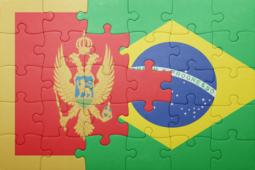 puzzle with the national flag of montenegro and brazil