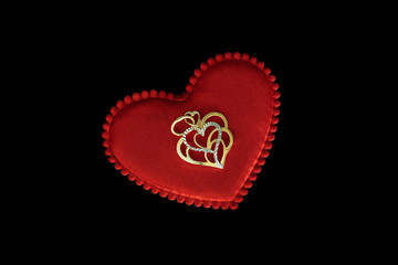 Red heart Isolated on a black background.