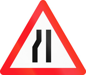 Warning sign used in Switzerland - road narrows on left