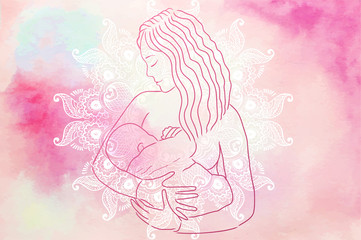 Naklejka na ściany i meble breastfeeding - vector illustration