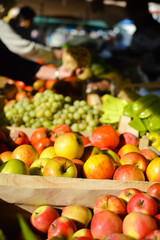 Picture of fresh fruits and vegitables at market in boxes