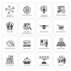 Flat Design Business Icons Set.