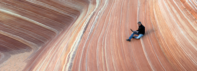 Man at work in a desert