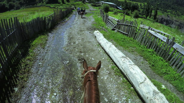 Astride on horse