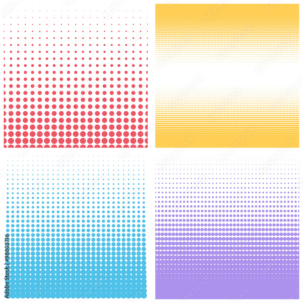 Aufkleber vector halftone dots. set of color halftone dotted backgrounds.
