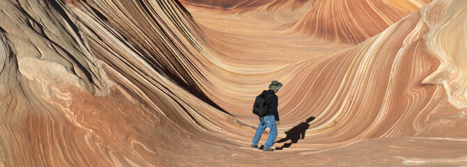 Man in a desert at Paria Canyon, Arizona