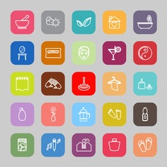 Massage line flat icons