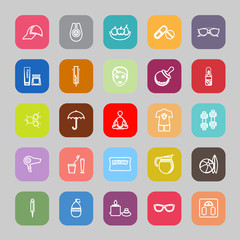Facial and body treatment line flat icons