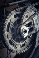 Naklejka premium Muddy motorcycle chain