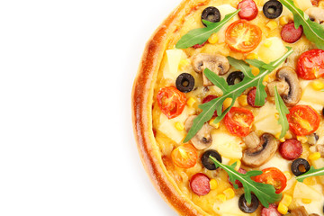 Delicious pizza, isolated on white
