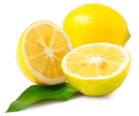 One and a half of lemon isolated on white
