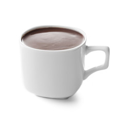 White cup of cacao, isolated on white