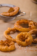 Onion rings with chili on top