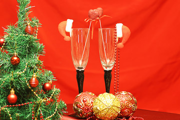 New Year tree decorations glasses