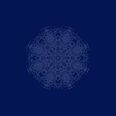 Snowflake on a blue background. Hand draw. Vector illustration