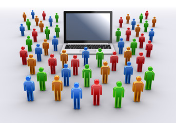 ノートパソコンと人々