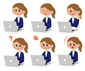 パソコン　女性　OL　バリエーション