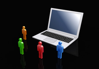 ノートパソコンと人々