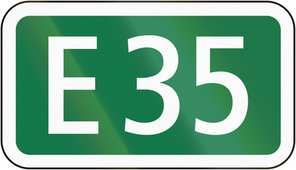 Road sign used in Switzerland - European route number sign