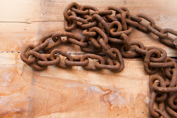 old grunge chain on wood