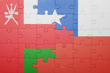 Fototapeta premium puzzle with the national flag of chile and oman