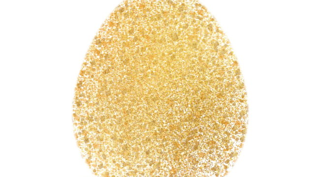 Gold egg sparkles on white background. Gold glitter video animation for easter celebration event