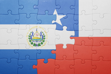 puzzle with the national flag of chile and el salvador