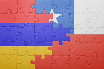 Fototapeta premium puzzle with the national flag of chile and armenia