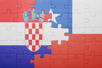 puzzle with the national flag of chile and croatia