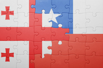 puzzle with the national flag of chile and georgia