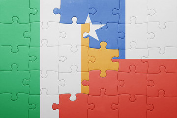 Fototapeta premium puzzle with the national flag of chile and ireland